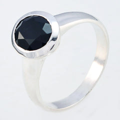 Freya Artisan Black Solitaire Ring Sterling Silver
