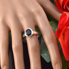 Freya Artisan Black Solitaire Ring Sterling Silver