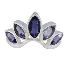 Naomi sterling silver ring with five marquise blue gemstones in crown design blue gemstone crown ring