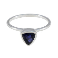 Zoe Artisanal Blue Solitaire Ring for Everyday Glam Iolite Blue