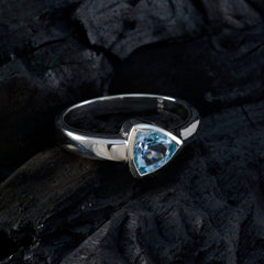 Rebeca Artisan Blue Solitaire Ring in Sterling Silver