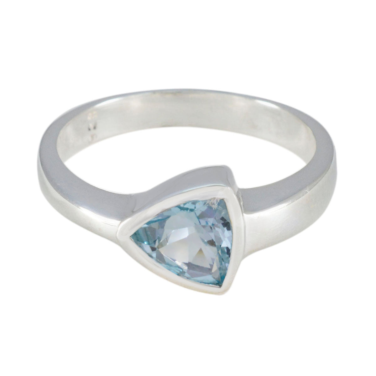Rebeca Artisan Blue Solitaire Ring in Sterling Silver Blue Topaz Blue