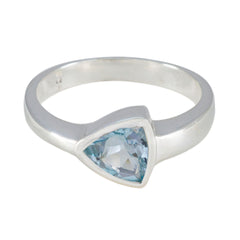 Rebeca Artisan Blue Solitaire Ring in Sterling Silver Blue Topaz Blue