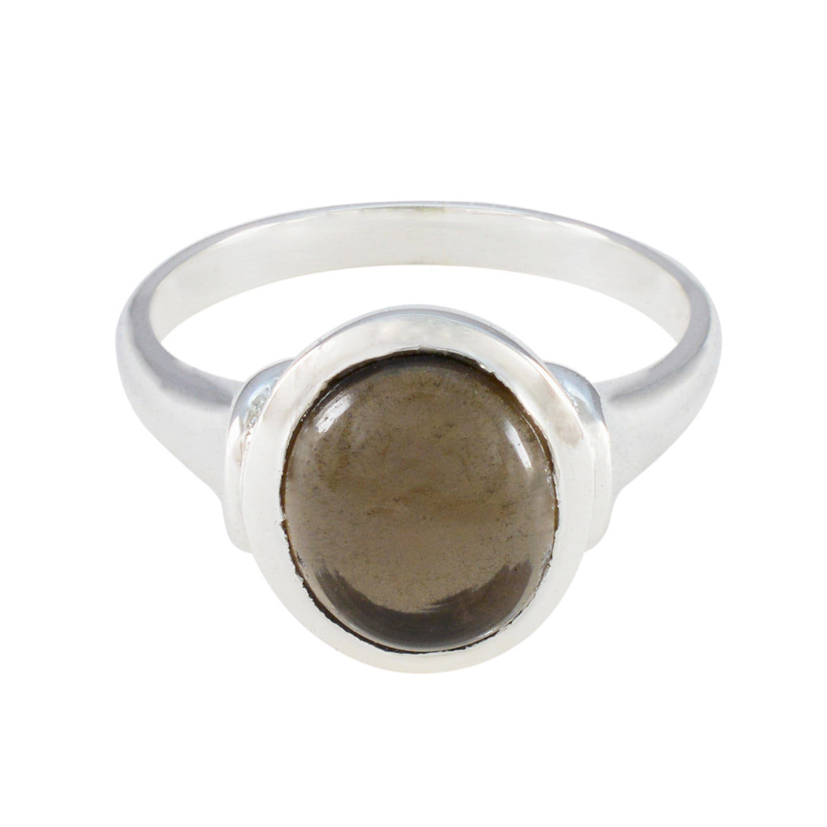 Ines Artisan Brown Solitaire Ring in Sterling Silver Smoky Quartz Brown