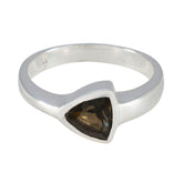Siti artisan brown solitaire ring featuring a triangular brown gemstone set in a sleek silver band