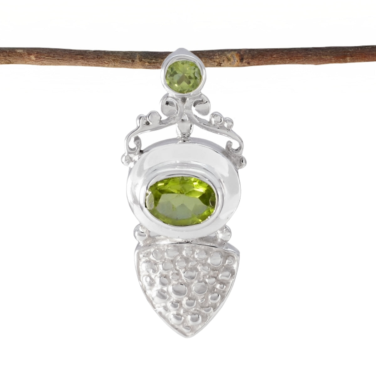 Carla Green Gemstone Pendant Elegant Silver Jewelry Peridot Green Green