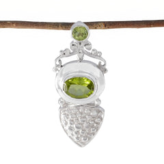 Carla Green Gemstone Pendant Elegant Silver Jewelry Peridot Green Green