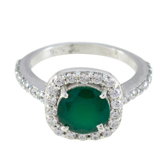 Dewi Artisan Green Gemstone Ring with Diamond Halo Green Onyx Green
