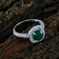 Dewi Artisan Green Gemstone Ring with Diamond Halo