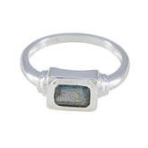 Clara Artisan Grey Solitaire Ring in Sterling Silver Labradorite Gray