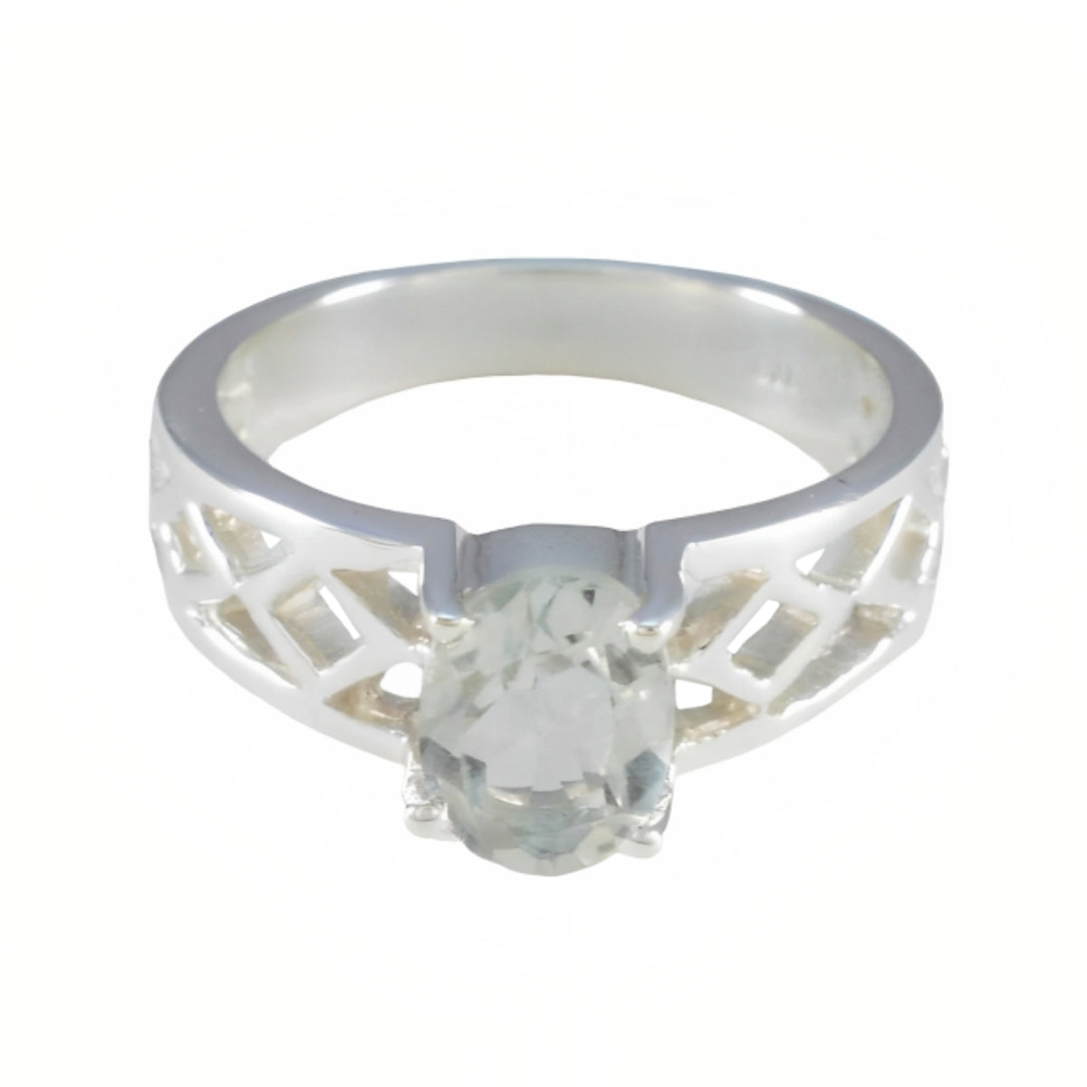 Tereza Artisan Light Green Solitaire Ring Green Amethyst Green