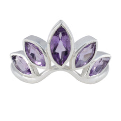 Ella purple gemstone crown ring in sterling silver with five marquise amethyst stones