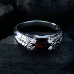Pilar Artisan Red Gemstone Ring with Silver Setting