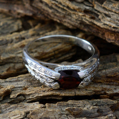 Pilar Artisan Red Gemstone Ring with Silver Setting