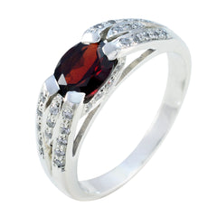 Pilar Artisan Red Gemstone Ring with Silver Setting