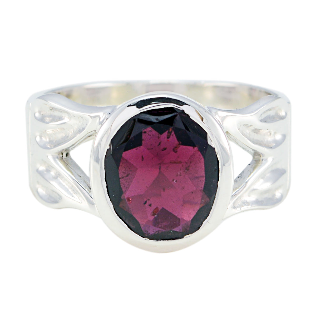 Isabelle Artisan Red Solitaire Ring Garnet Red