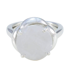 Liyana White Solitaire Ring India Sterling Silver Rainbow Moonstone White