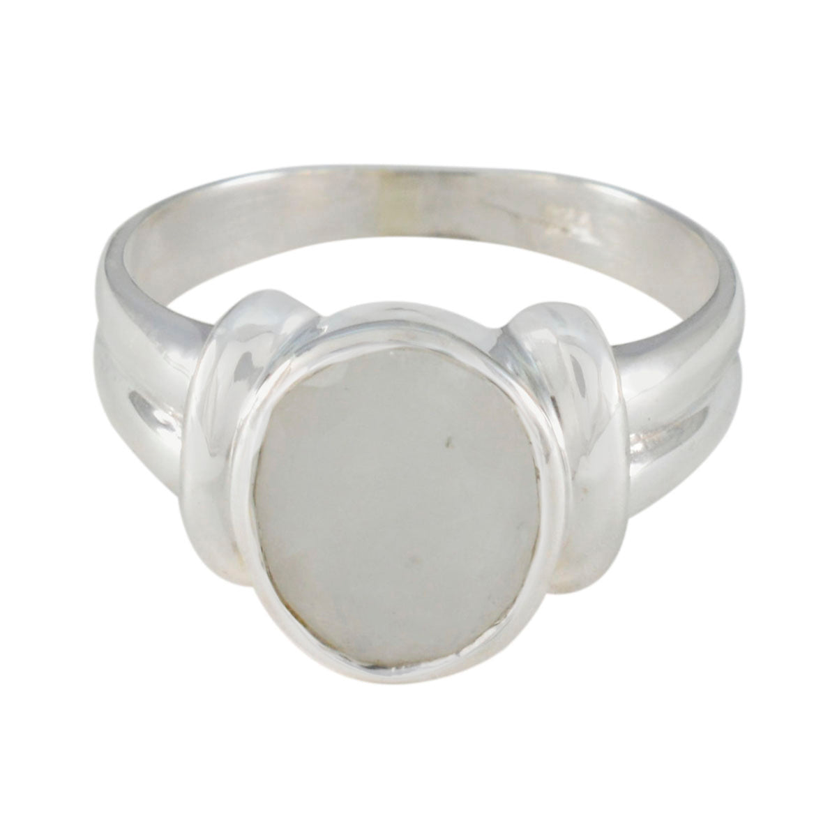 Katarina Artisan White Solitaire Ring for Elegant Style Rainbow Moonstone White