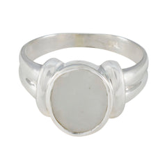 Katarina Artisan White Solitaire Ring for Elegant Style Rainbow Moonstone White