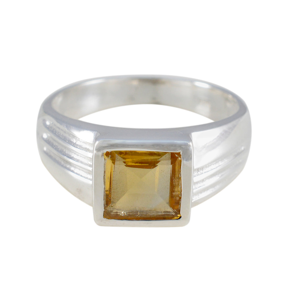 Laura Artisan Yellow Solitaire Ring Citrine Yellow