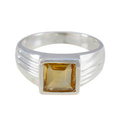Laura Artisan Yellow Solitaire Ring Citrine Yellow