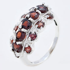 Sophia sterling silver cluster ring with oval and round garnet stones red gemstone statement ring