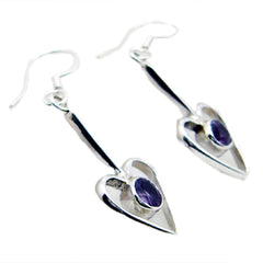 Audrey Blue Dangle Earrings with Heart Design