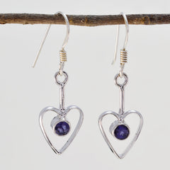 Audrey Blue Dangle Earrings with Heart Design