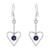Audrey Blue Dangle Earrings with Heart Design Iolite Blue Dangle
