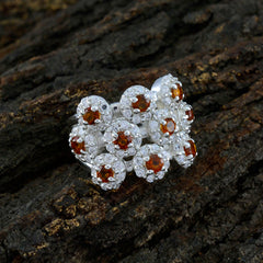 Liyana modern yellow gemstone ring cluster of amber stones with diamond halo in sterling silver