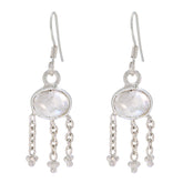 Aurora White Dangle Earrings for Everyday Glam Rainbow Moonstone White Dangle