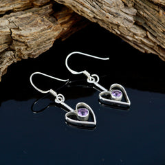 Autumn Purple Dangle Earrings - Heart Design