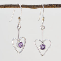 Autumn Purple Dangle Earrings - Heart Design