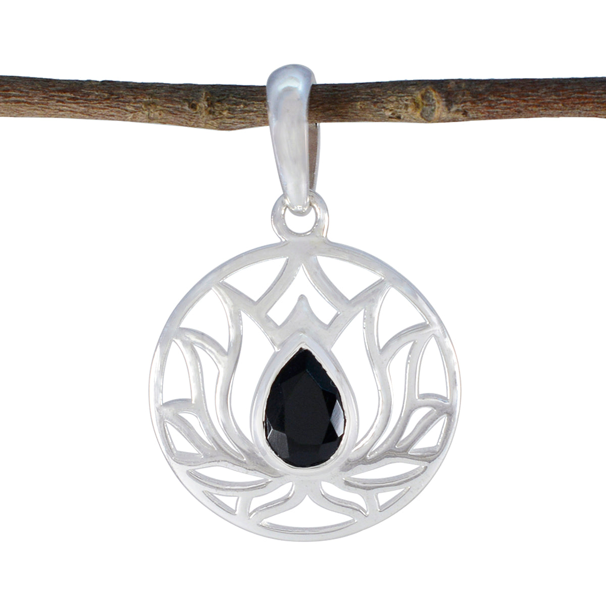 Ava Black Pendant Necklace - Elegant Stone Design Black Onyx Black Black