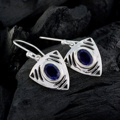 Ava Blue Solitaire Earrings - Elegant Silver Design