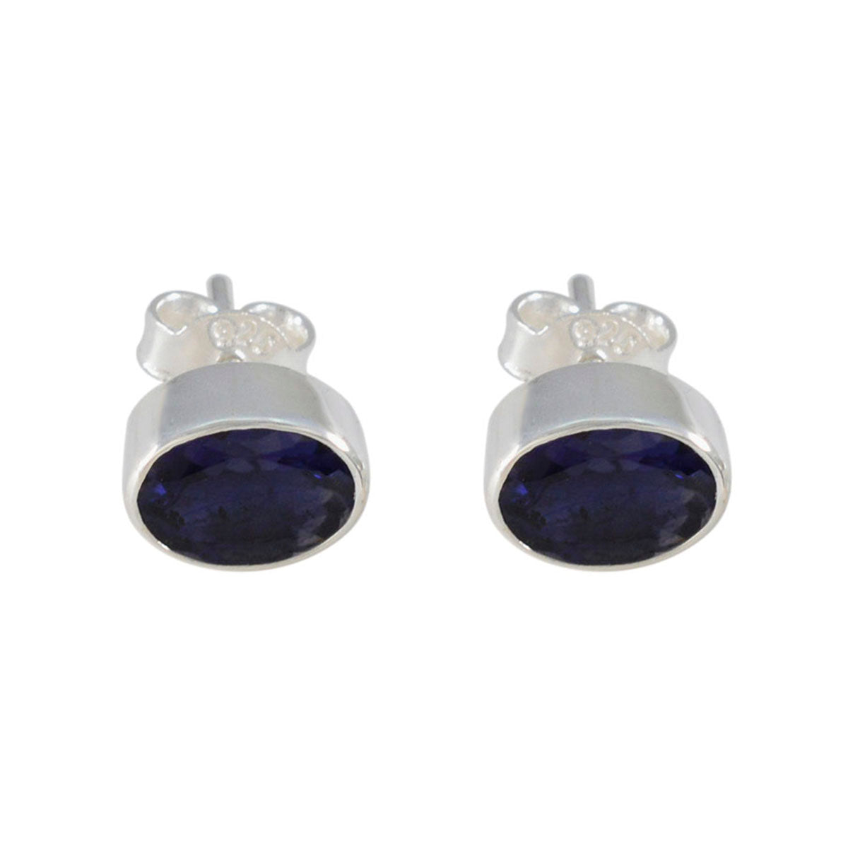 Ava Blue Solitaire Earrings for Everyday Glam Iolite Blue Stud