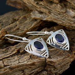 Ava Blue Solitaire Earrings - Elegant Silver Design