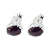 Ava Red Solitaire Earrings for Everyday Glam Garnet Red Stud