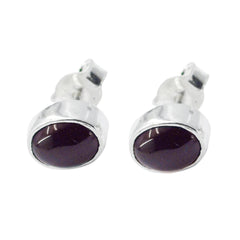 Ava Red Solitaire Earrings for Everyday Glam Garnet Red Stud