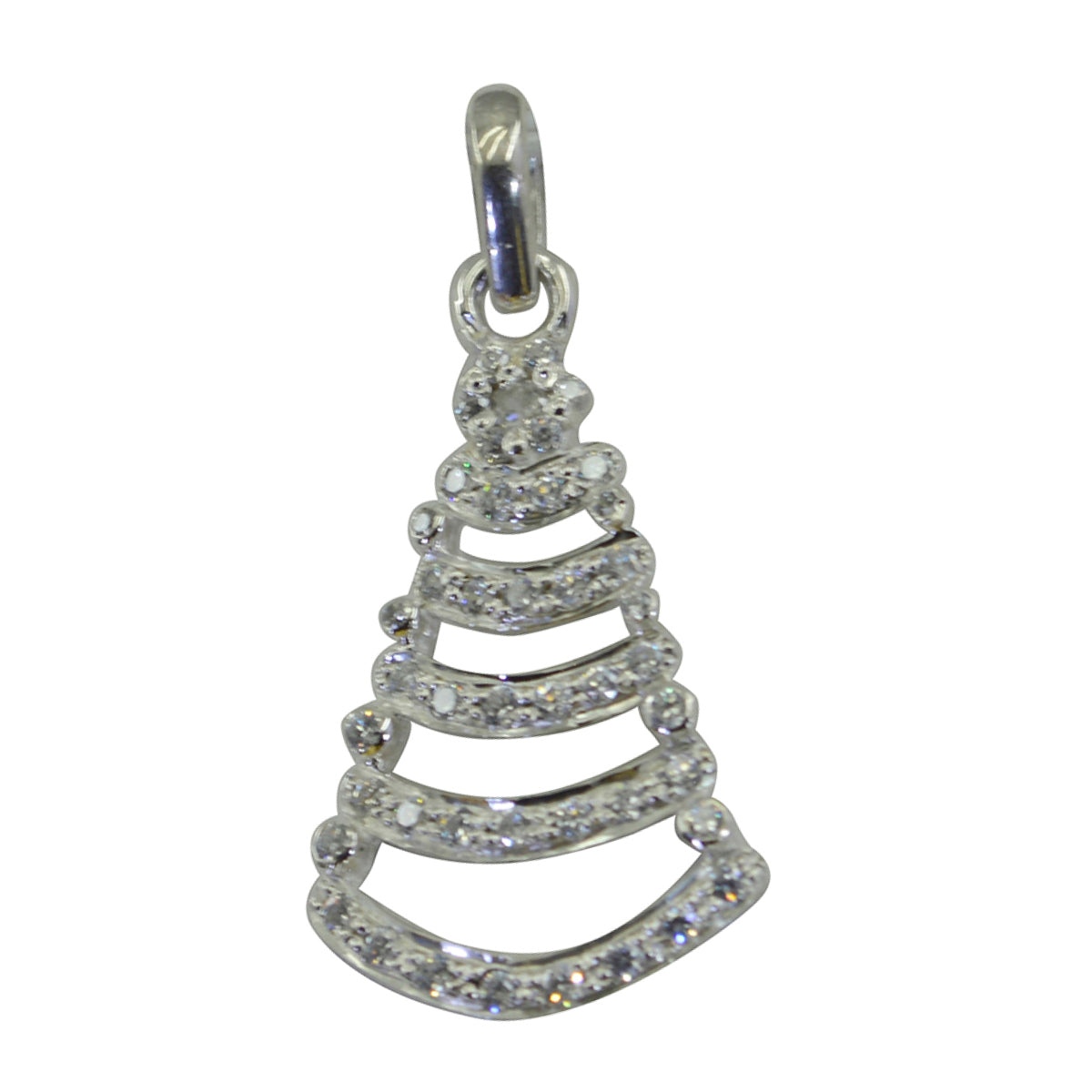 Ayesha Crystal Pendant Online - Elegant Silver Tree Design White CZ White White