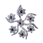 Bella Red Statement Pendant - Vibrant Floral Design Garnet Red Red