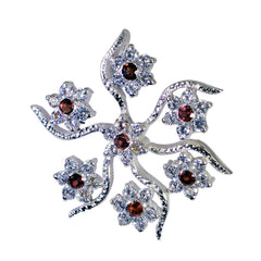 Bella Red Statement Pendant - Vibrant Floral Design Garnet Red Red