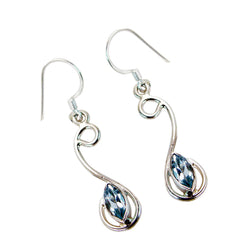 Bianca Blue Dangle Earrings - Elegant Silver Design