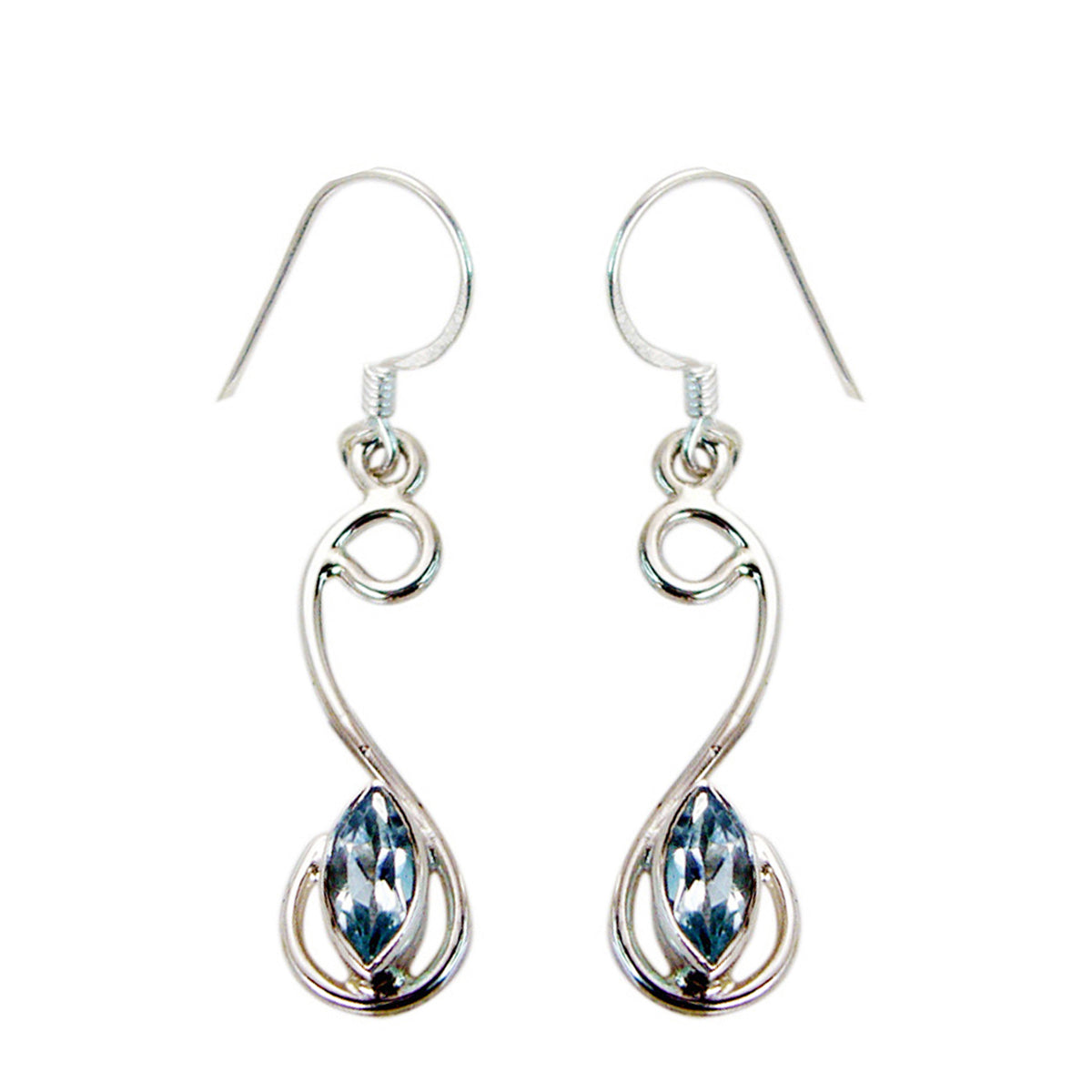 Bianca Blue Dangle Earrings - Elegant Silver Design Blue Topaz Blue Dangle
