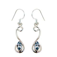 Bianca Blue Dangle Earrings - Elegant Silver Design Blue Topaz Blue Dangle