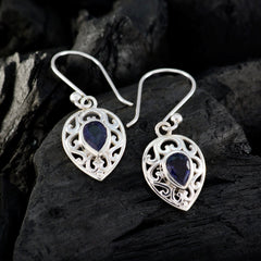 Bianca Blue Solitaire Earrings - Elegant Silver Design
