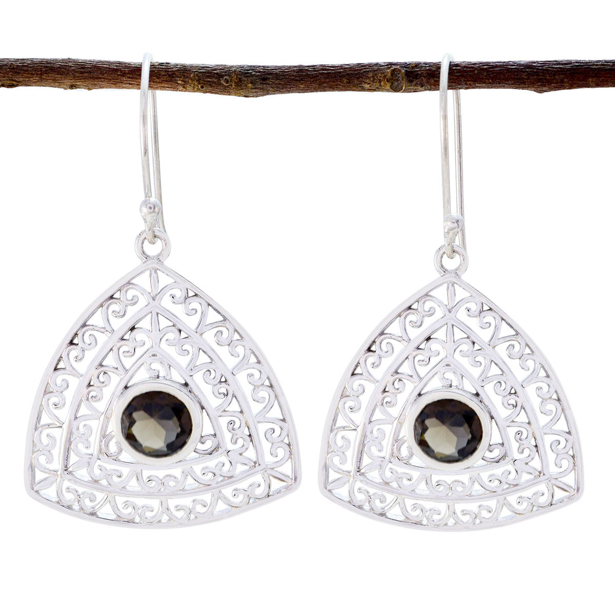 Bianca Brown Dangle Earrings with Elegant Design Smoky Quartz Brown Dangle