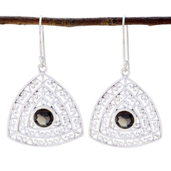 Bianca Brown Dangle Earrings with Elegant Design Smoky Quartz Brown Dangle