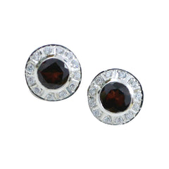 Bianca Red Stud Earrings with Sparkling Accents