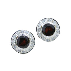 Bianca Red Stud Earrings with Sparkling Accents